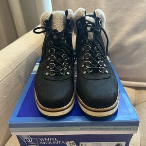 White Mountain Black and Tan Lace-Up Boots